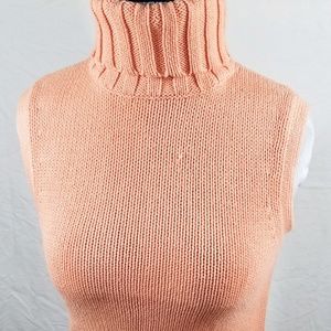 Bagatelle Peach Sleeveless Turtleneck Sweater SzM